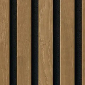 Panel acústico y decorativo de listones de madera - Revestimiento en listones de madera natural Roble marrón 04312
